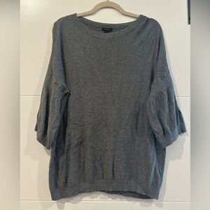 Ann Taylor Factory Gray Textured Knit Sweater with Balloon Sleeves